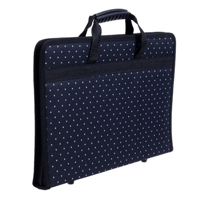 Папка с ручками текстильная, А4, 370×260 мм × 40 мм, каркасная, 2В4 «Вдохновение. Белый горох»