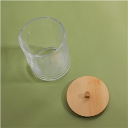 Органайзер для ватных палочек «BAMBOO», с крышкой, d=7×9.5 см, прозрачный, коричневый