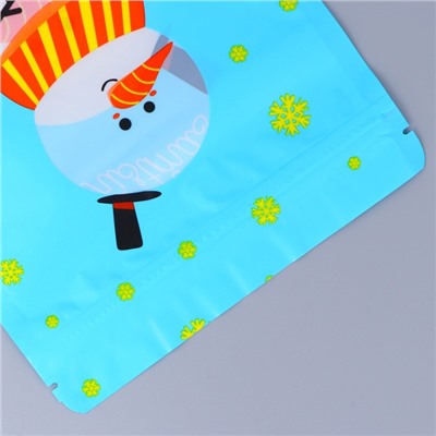 Пакет подарочный новогодний, с zip-lock застежкой, «Снеговик с шарфом», 16×21.5±1 см