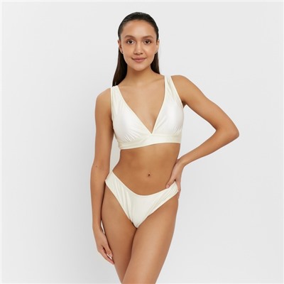 Купальник раздельный однотонный с завязками женский MINAKU, белый, размер 42