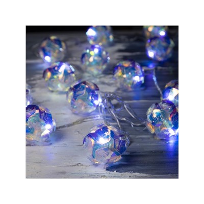 Гирлянда «Нить» 4.5 м с насадками «Цветочные шары», IP20, прозрачная нить, 15 LED, свечение белое, 220 В