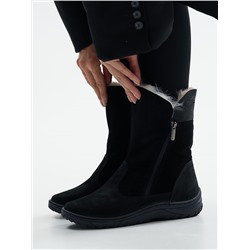 Полусапоги женские чёрные крейзи с замком на литой подошве