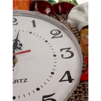 УЦЕНКА Часы настенные «Овощи», для кухни, плавный ход, d=17 см, 27×34 см, бесшумные