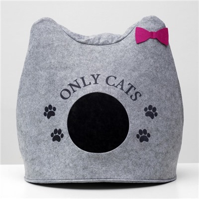 Домик для животных «Ушастик ONLY CATS», 46×46×43 см, войлок, серый