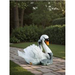 Садовая фигура из полистоуна «Лебедь с птенцами», 23×30×20 см