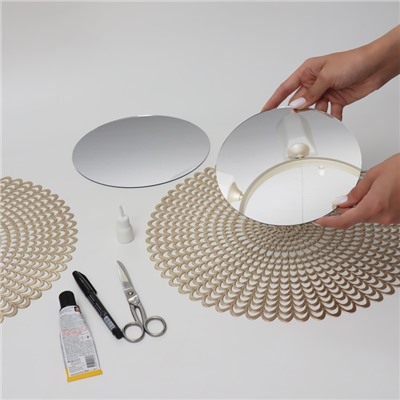 Зеркало настенное, круглое, акриловое, 5 шт., без рамы, d=14 см