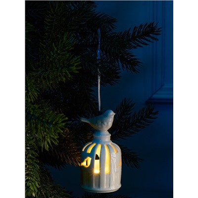 Подвеска светодиодная «Птичка», 5.8×5.8×11 см, 1 LED, керамика, от батареек LR44×2, свечение тёплое белое