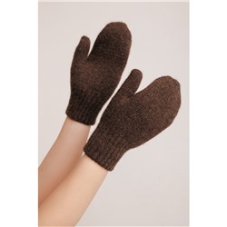 Варежки коричневые из 100% шерсти яка (Универсальный)