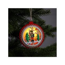 Ёлочная игрушка «Щелкунчик», 10×10 см, 1 LED, от батареек, свечение тёплое белое