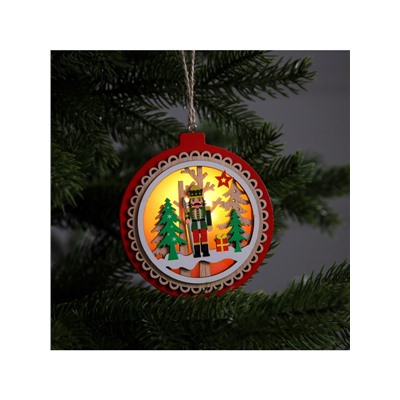 Ёлочная игрушка «Щелкунчик», 10×10 см, 1 LED, от батареек, свечение тёплое белое