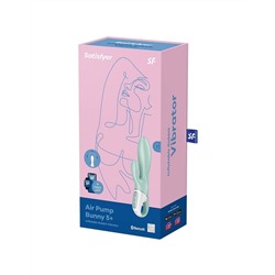 Зеленый вибратор-кролик Satisfyer Air Pump Bunny 5+ с функцией расширения - 20,4 см.