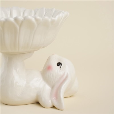 Конфетница SL Home «Лесные кролики», 19×17.5×15 см, керамика, белая
