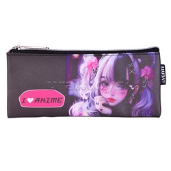 Пенал "I Love Anime" 21,5x9x1 см, плоский для 35 предметов, на молнии, искусственная кожа с антивандальной фактурой, с подкладом