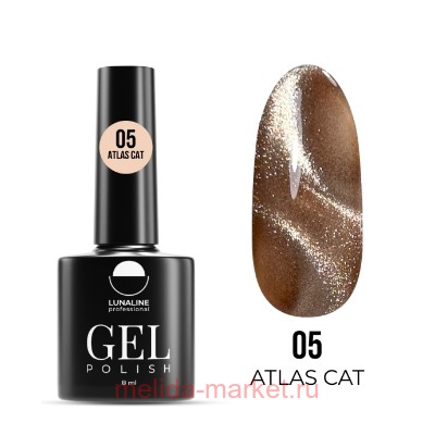 LunaLine Гель-лак для ногтей Atlas Cat's Eye тон 05 золотой 8мл
