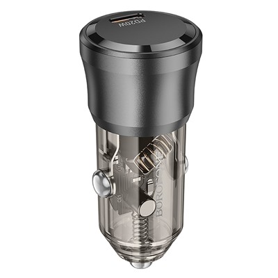 Адаптер Автомобильный Borofone BZ24 Clever PD20W Type-C/5V/3A (transparent black)