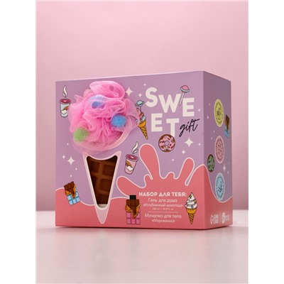 Подарочный набор косметики SWEET GIFT, гель для душа 300 мл и мочалка, Чистое счастье