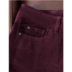 Укороченные эластичные брюки слим из микро вельвета