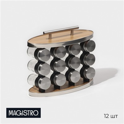 Набор баночек для специй на подставке Magistro «Модерн», 12 шт., стекло