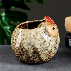 Декоративный горшок для цветов «Совёнок», 550 мл, 11×11.5×10 см, керамика, бежевый