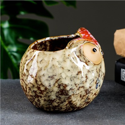 Декоративный горшок для цветов «Совёнок», 550 мл, 11×11.5×10 см, керамика, бежевый