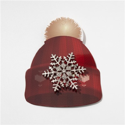 Брошь новогодняя «Снежинка» с сердцевиной, загадай желание, цвет белый в серебре