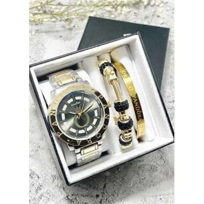 Подарочный набор для женщин часы, 2 браслета + коробка #22852960