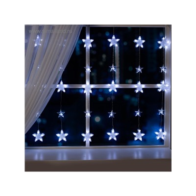 Гирлянда «Бахрома» 2.4×0.9 м с насадками «Звёздочки», IP20, прозрачная нить, 186 LED, свечение белое, 8 режимов, 220 В