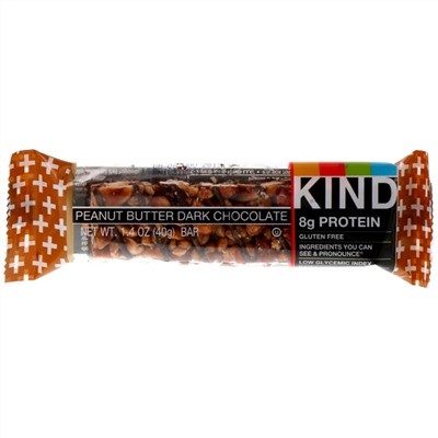KIND Bars, Kind Plus, батончик из темного шоколада с арахисовой пастой, 12 батончиков по 40 г (1,4 унции)