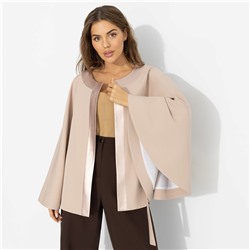 Жакет‑кейп на подкладе, Яркий эффект (пудра, с поясом)