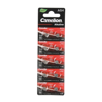 Батарейка алкалиновая Camelion Mercury Free, AG4 (377, LR626)-10BL, 1.5В, блистер, 10 шт.