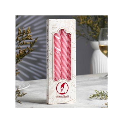 Набор свечей витых, 2.3×24.5 см, 5 ч, 50 г, 4 шт., светло-розовый