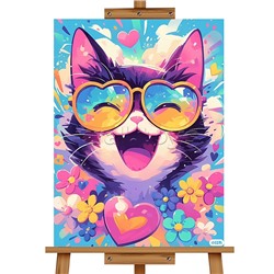 Мозаика алмазная "Довольный кот" 20*30см.