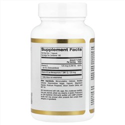 California Gold Nutrition, витамины D3 и К2 в форме MK-7, 180 растительных капсул
