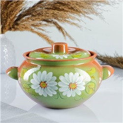 УЦЕНКА Жаровня «Ромашка» на зелёном, 2 л, нет крышки