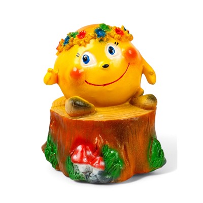 Садовая фигура "Колобок с венком" 45х35х35см