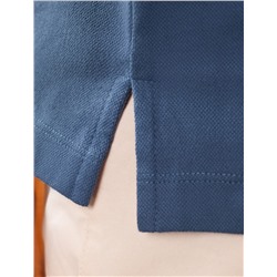 Футболка поло с плетеным воротником на пуговицах из эластичного хлопка