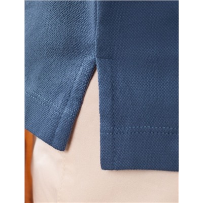 Футболка поло с плетеным воротником на пуговицах из эластичного хлопка