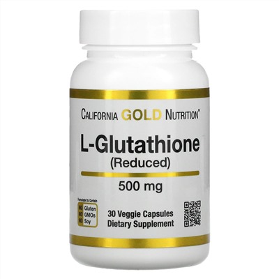 California Gold Nutrition, L-глутатион (восстановленный), 500 мг, 30 растительных капсул