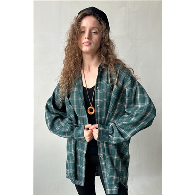 Рубашка женская  HUG077/14/Зеленый, бежевый