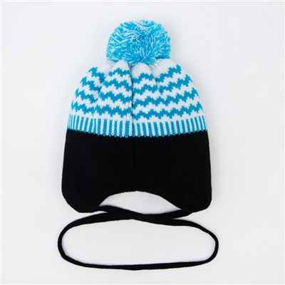 Шапка для девочки, цвет чёрный/голубой, размер 48-50