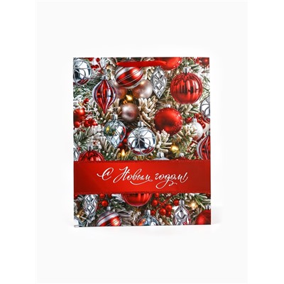 Пакет новогодний ламинированный подарочный «С новым годом», XL 40×49×19 см