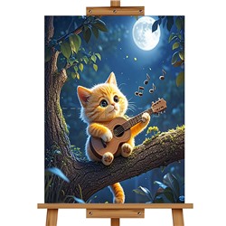 Мозаика алмазная "Котик с гитарой" 20*30см.