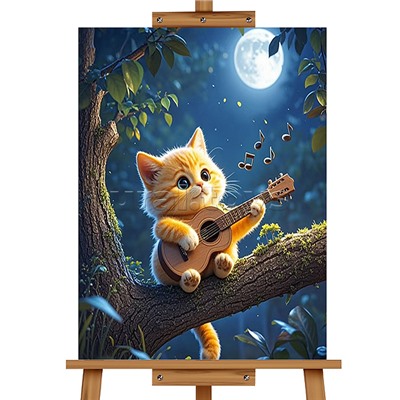 Мозаика алмазная "Котик с гитарой" 20*30см.
