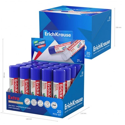 Клей-карандаш 21 гр ПВП (PVP) ЭКСТРА 2368 ErichKrause