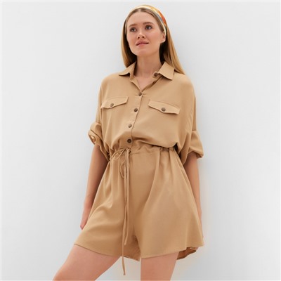 Комбинезон женский MINAKU: Casual Collection, бежевый, размер 48