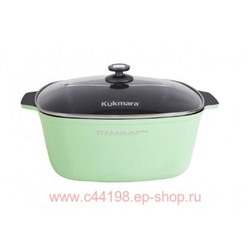 Кукмара Кастрюля Titanium pro Induction квадратная со стеклянной крышкой АП green 280х280 мм 6,5 л ккти652а