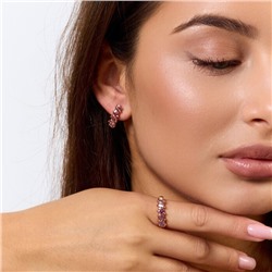 Комплект ювелирной бижутерии коллекция "Дубай" серьги и кольцо 19 р, покрытие позолота, вставка: фианиты, цвет: бледно-фиолетовый, арт.414.224-19