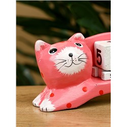 Календарь настольный «Кошка», 13×4×10 см, дерево, розовый