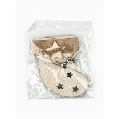 Ёлочная игрушка новогодняя «Носочек», дерево, 9×10 см