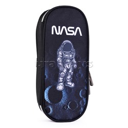 Пенал "NASA" 21x8x5 см, овальный для 50 предметов, с внутренним органайзером-створкой, плотный износостойкий полиэстер с водоотталкивающей пропиткой, на молнии